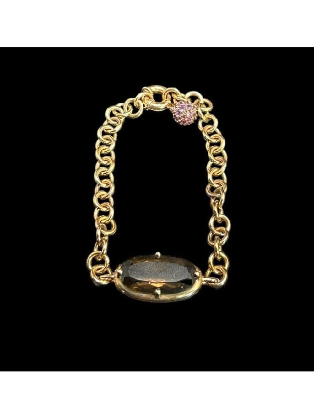 Michelle Albala 925 Bracelet Topaz Gemstone Toggle Link Vermeil Sterling Silver